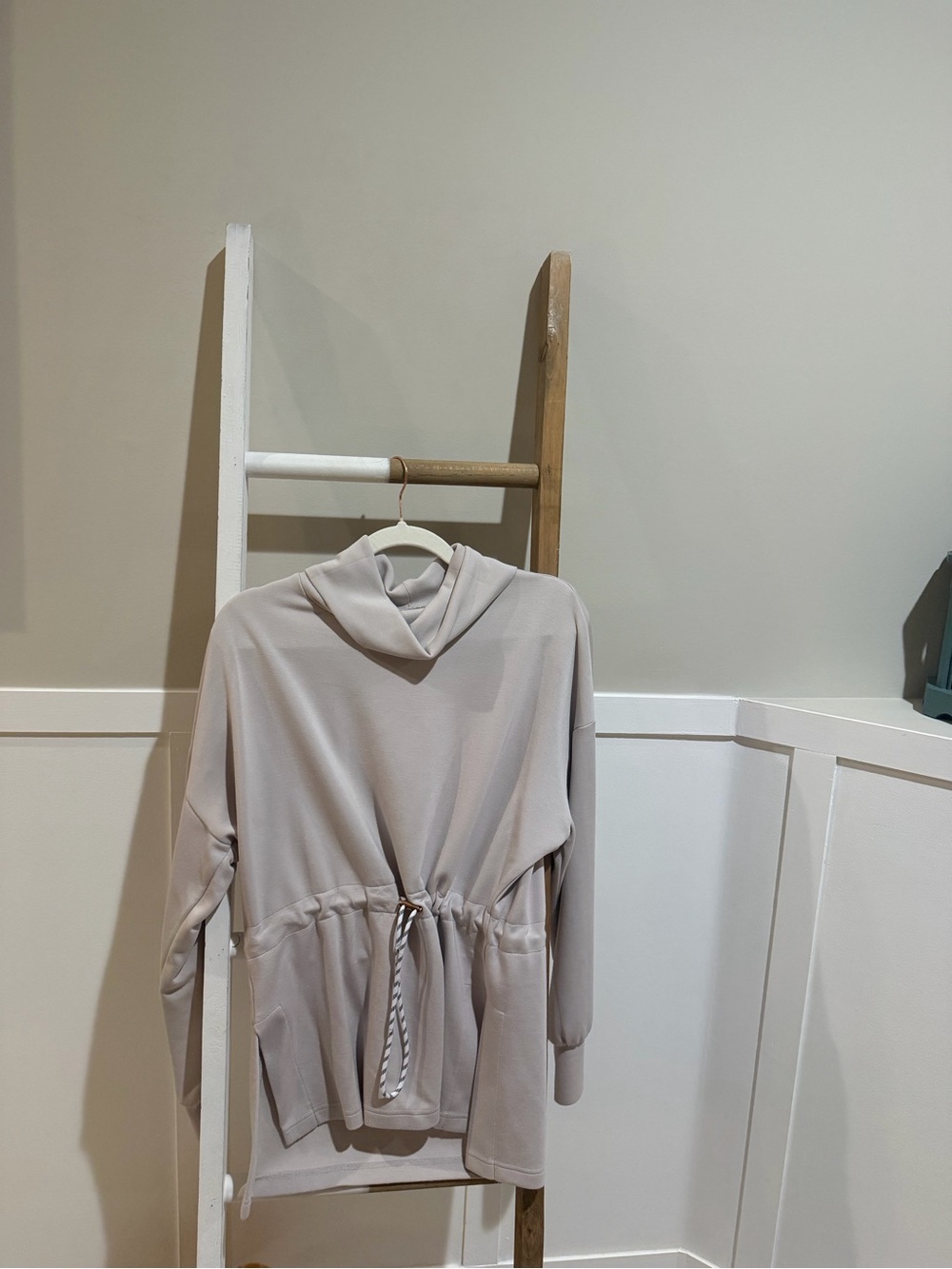 Women’s Drawstring tunic sweater in Light Beige